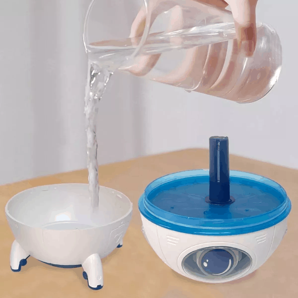 Humidificador de cápsula espacial con luces LED.